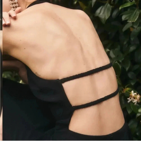 Reformation Black Halter Maxi Dress Ennis Straps Back Size 4 - Picture 4 of 9